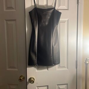Faux leather mini dress